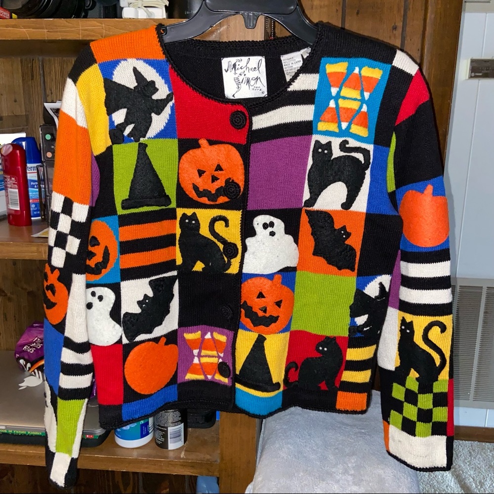 Michael Simon Halloween Sweater Abstract Size Small Vintage